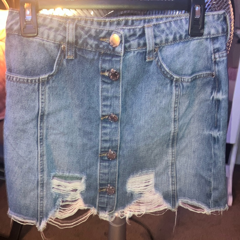 Cute ripped jeans skirt